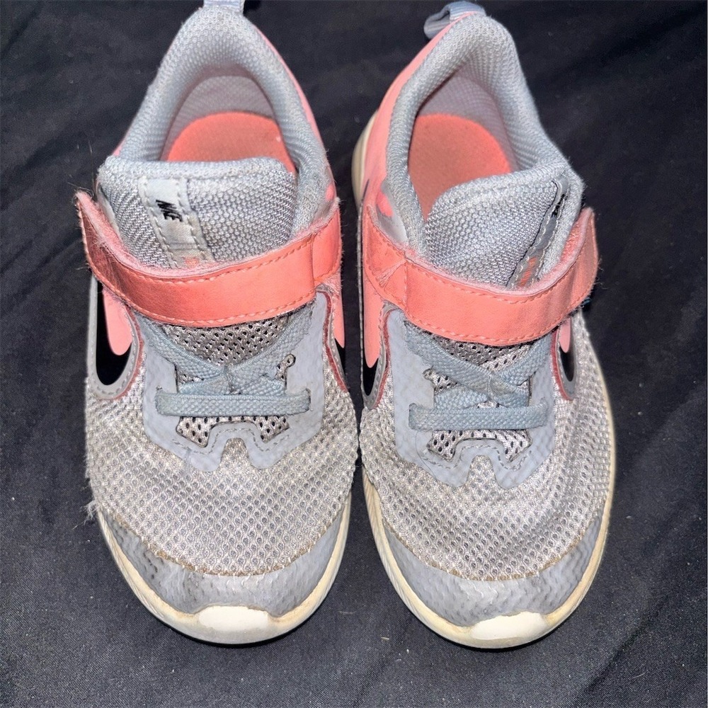 Nike Downshifter 9 Toddler Girls Sneakers Gray‎ Pink Hook & Loop Size 9C